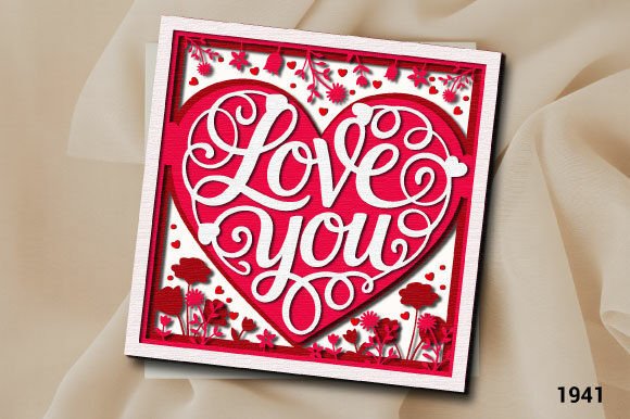 Download Valentine LOVE YOU Gift Card SVG 1941 - 1941 Collection